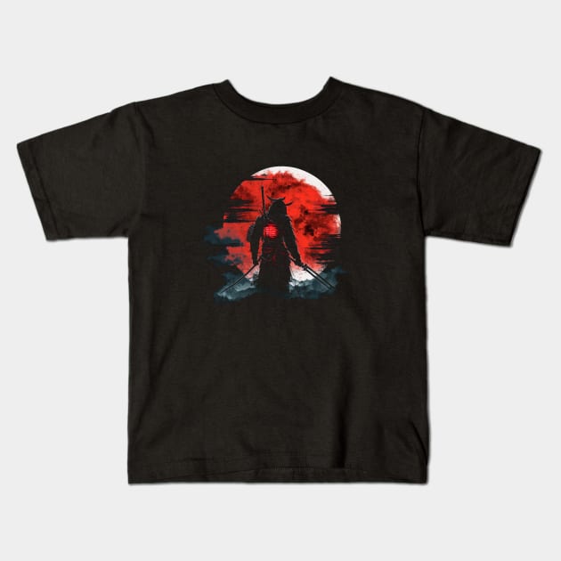 samurai at night Kids T-Shirt by Nature
